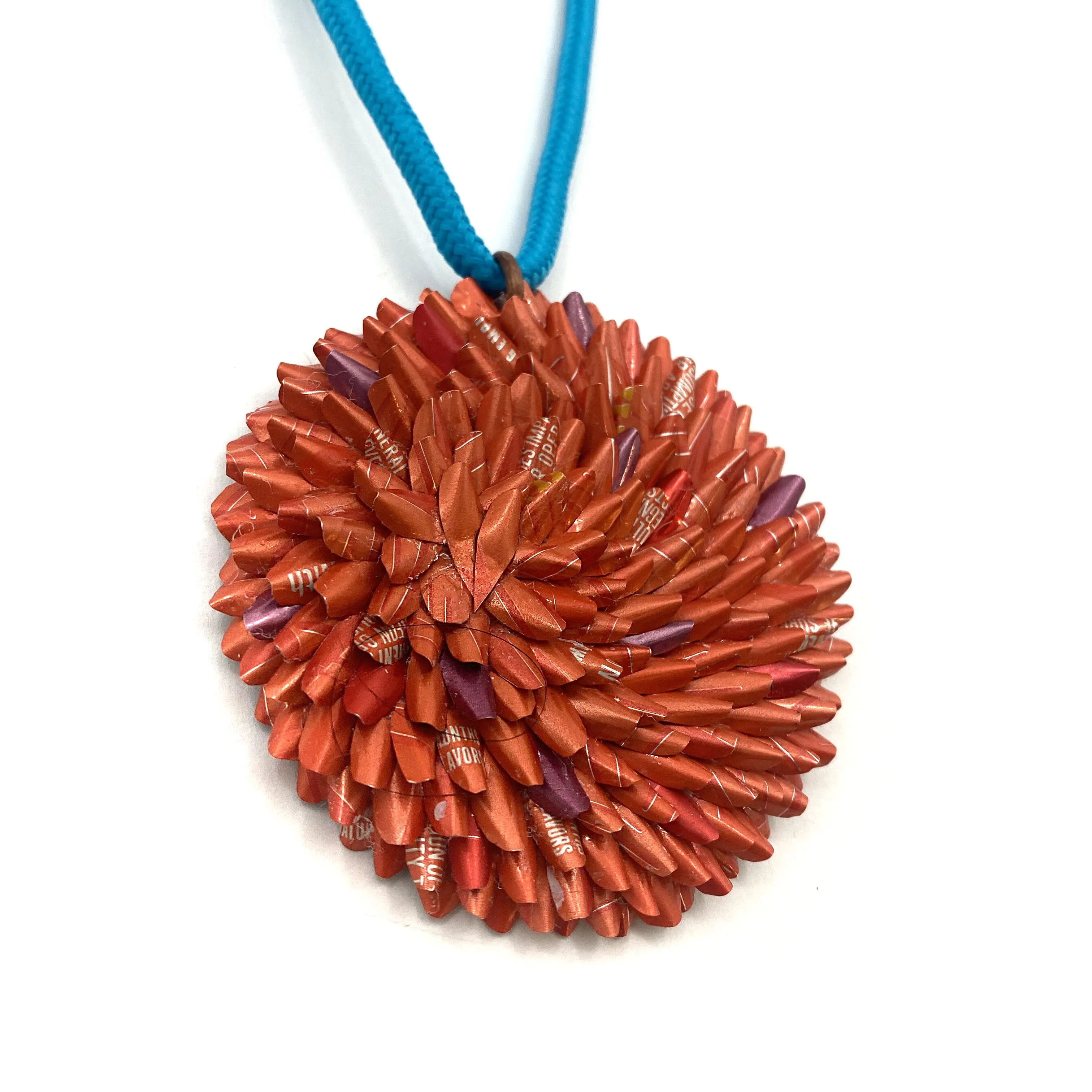Orange and Blue Aluminum Medallion Necklace