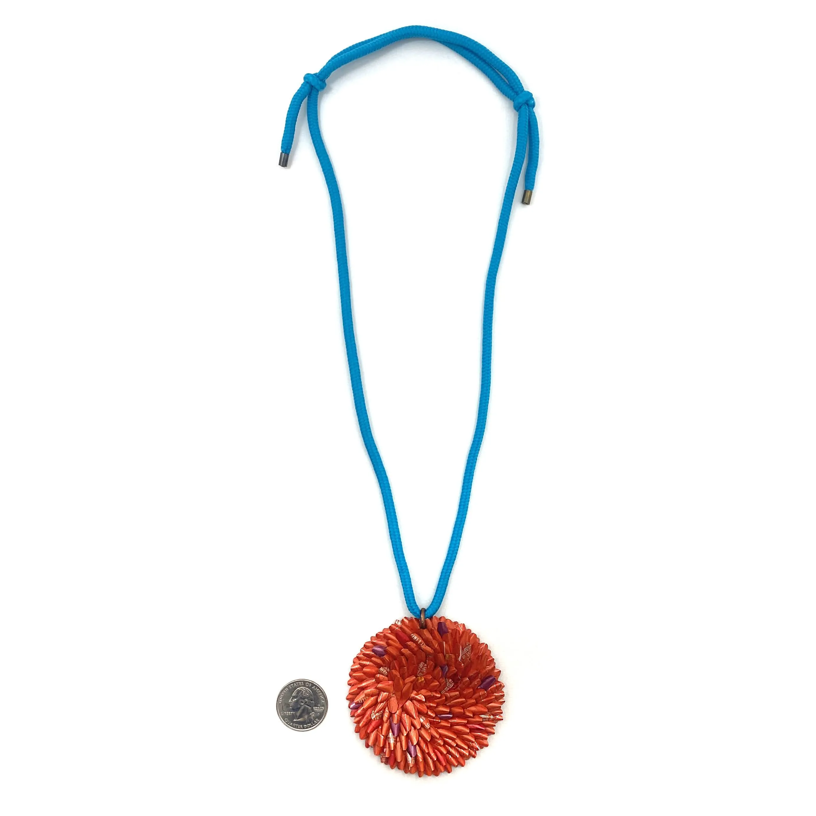 Orange and Blue Aluminum Medallion Necklace