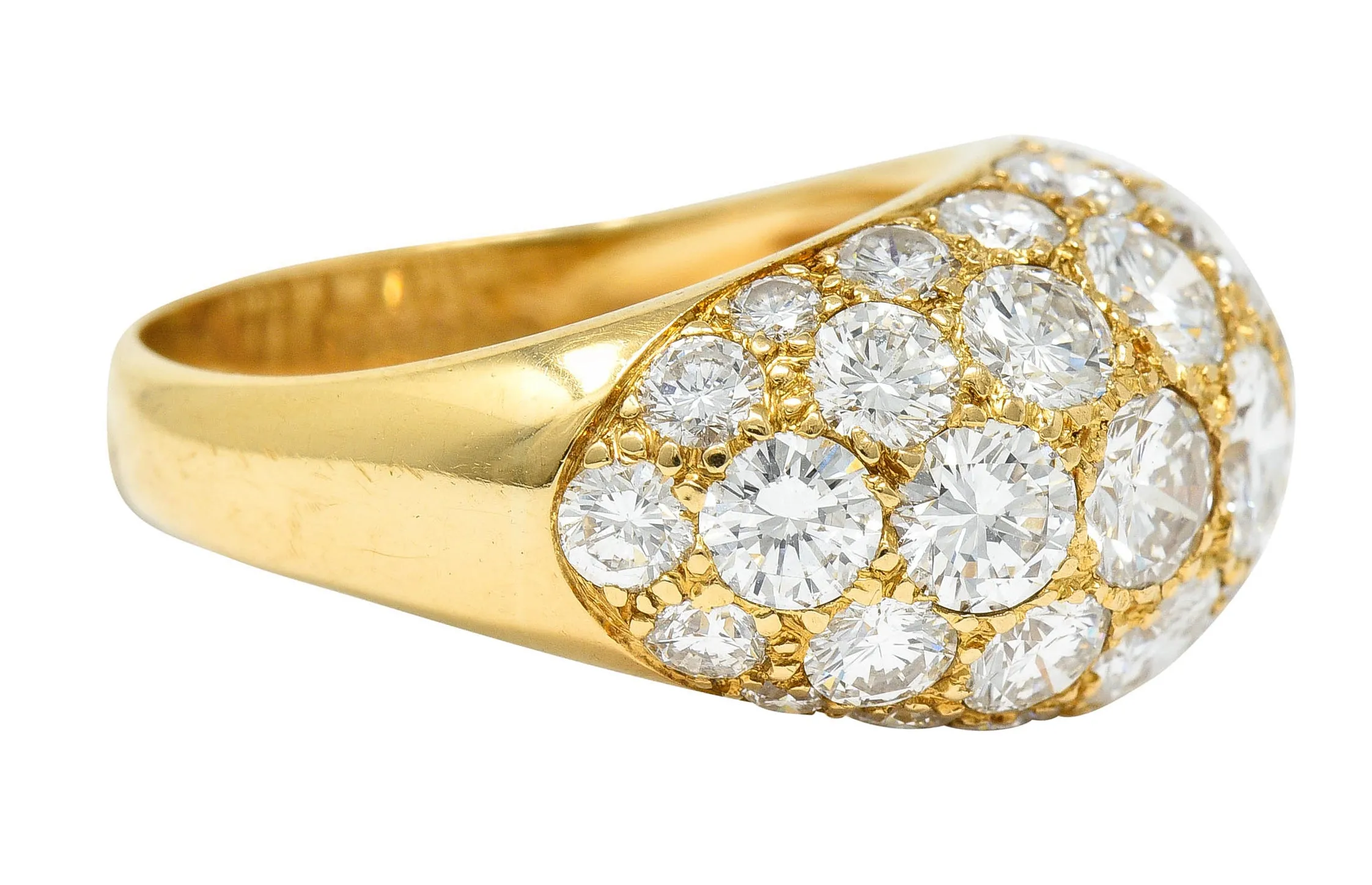Oscar Heyman 7.50 CTW Pave Diamond 18 Karat Gold Bombe Band Ring