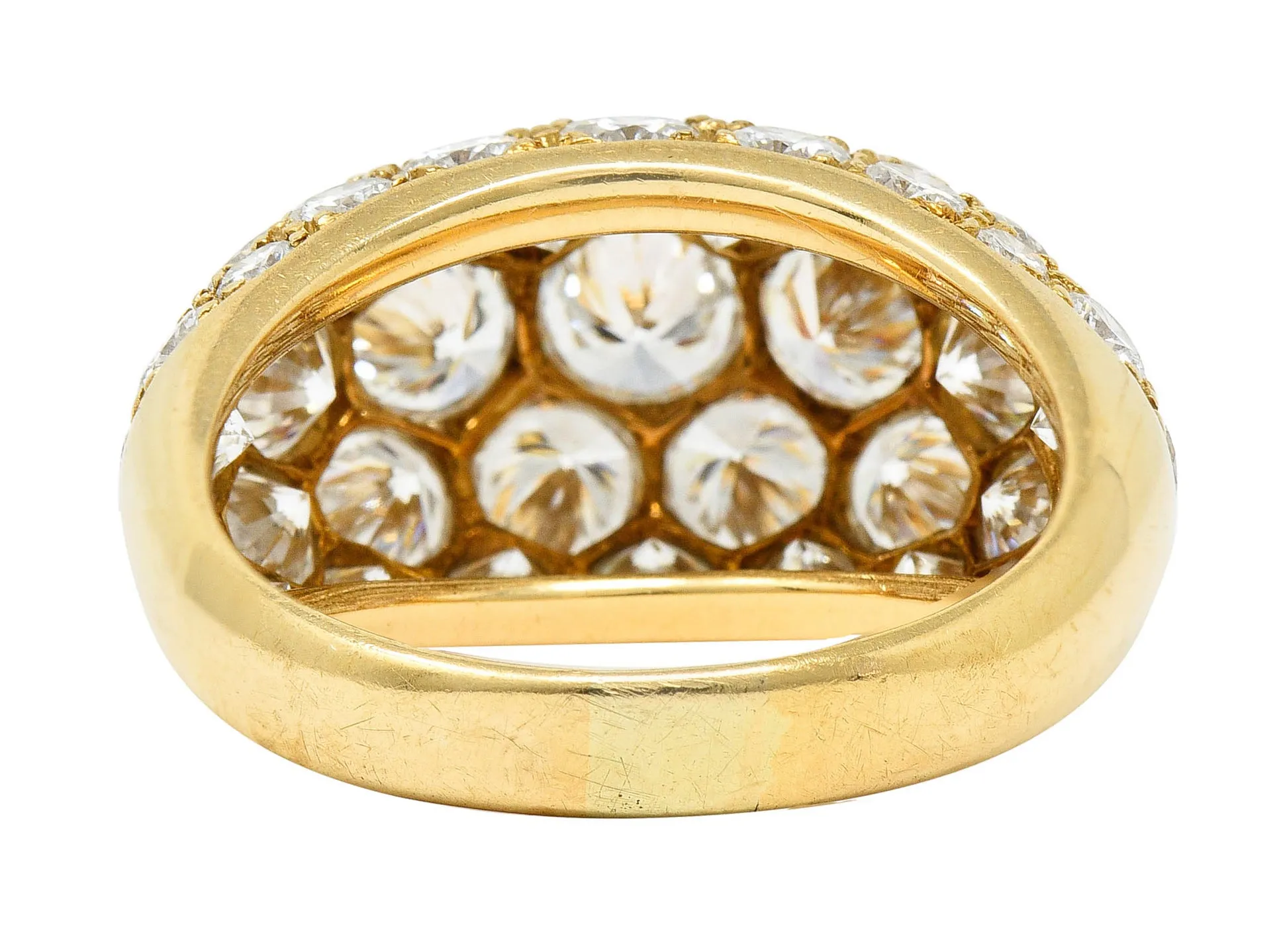 Oscar Heyman 7.50 CTW Pave Diamond 18 Karat Gold Bombe Band Ring