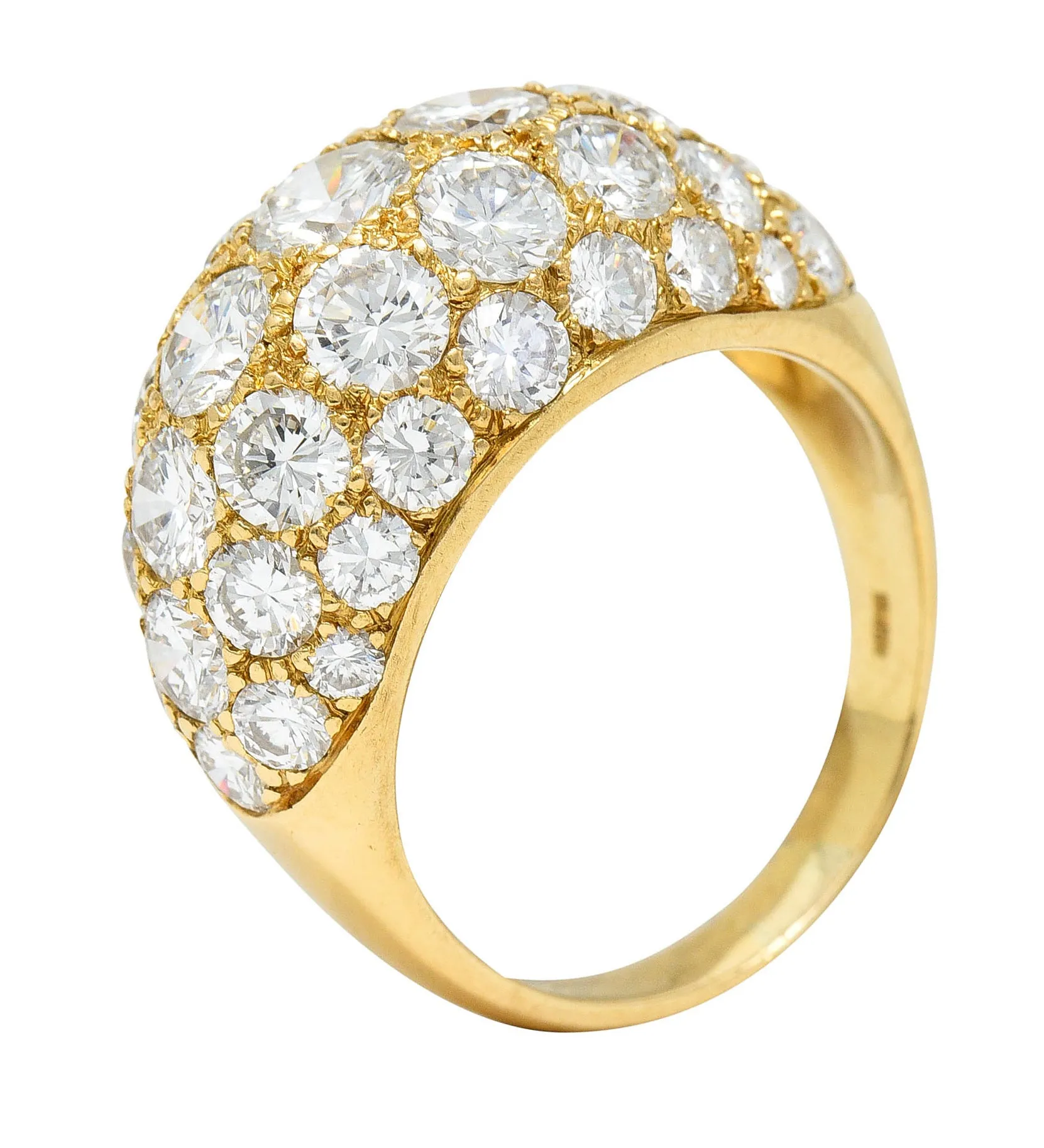 Oscar Heyman 7.50 CTW Pave Diamond 18 Karat Gold Bombe Band Ring