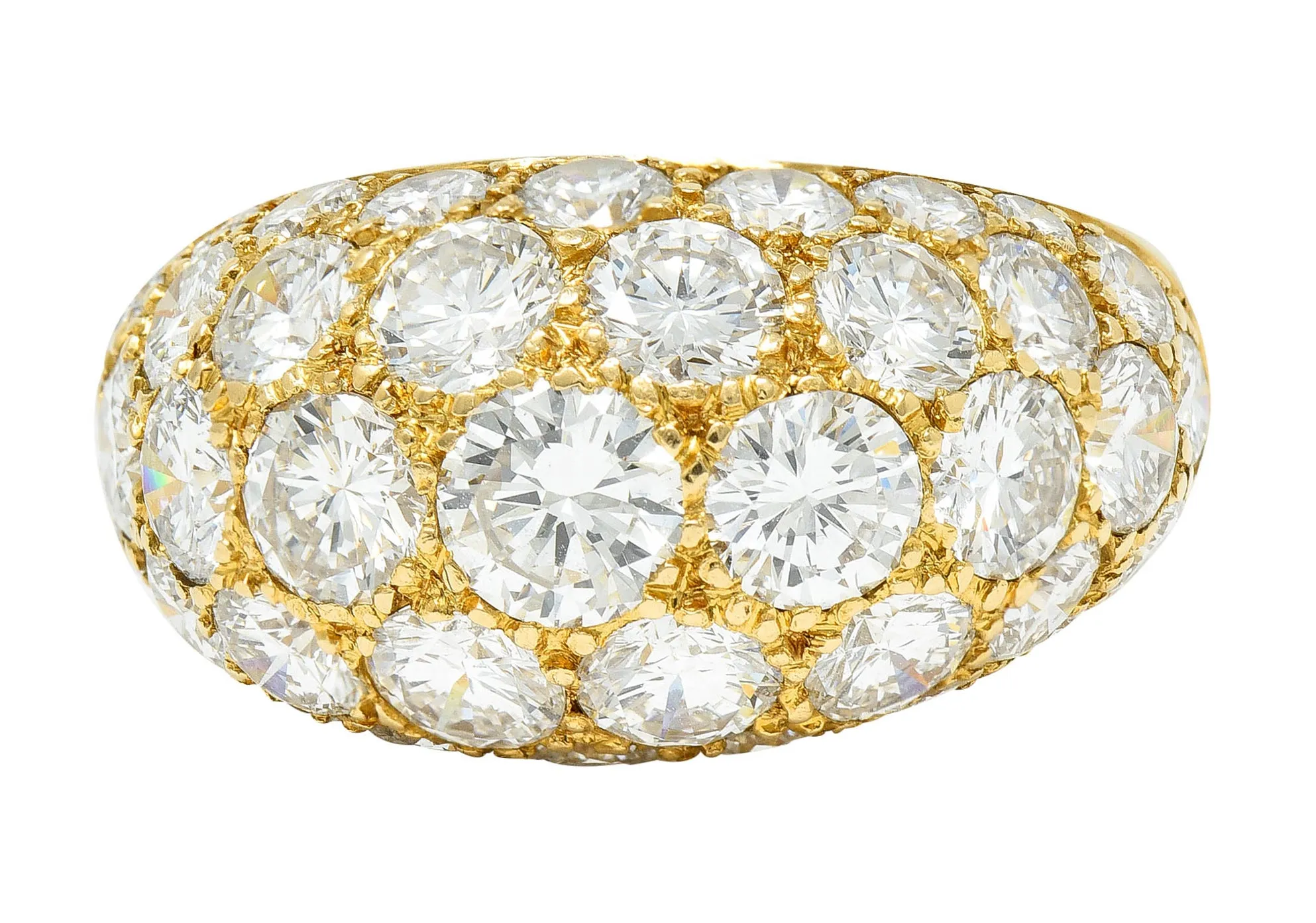 Oscar Heyman 7.50 CTW Pave Diamond 18 Karat Gold Bombe Band Ring