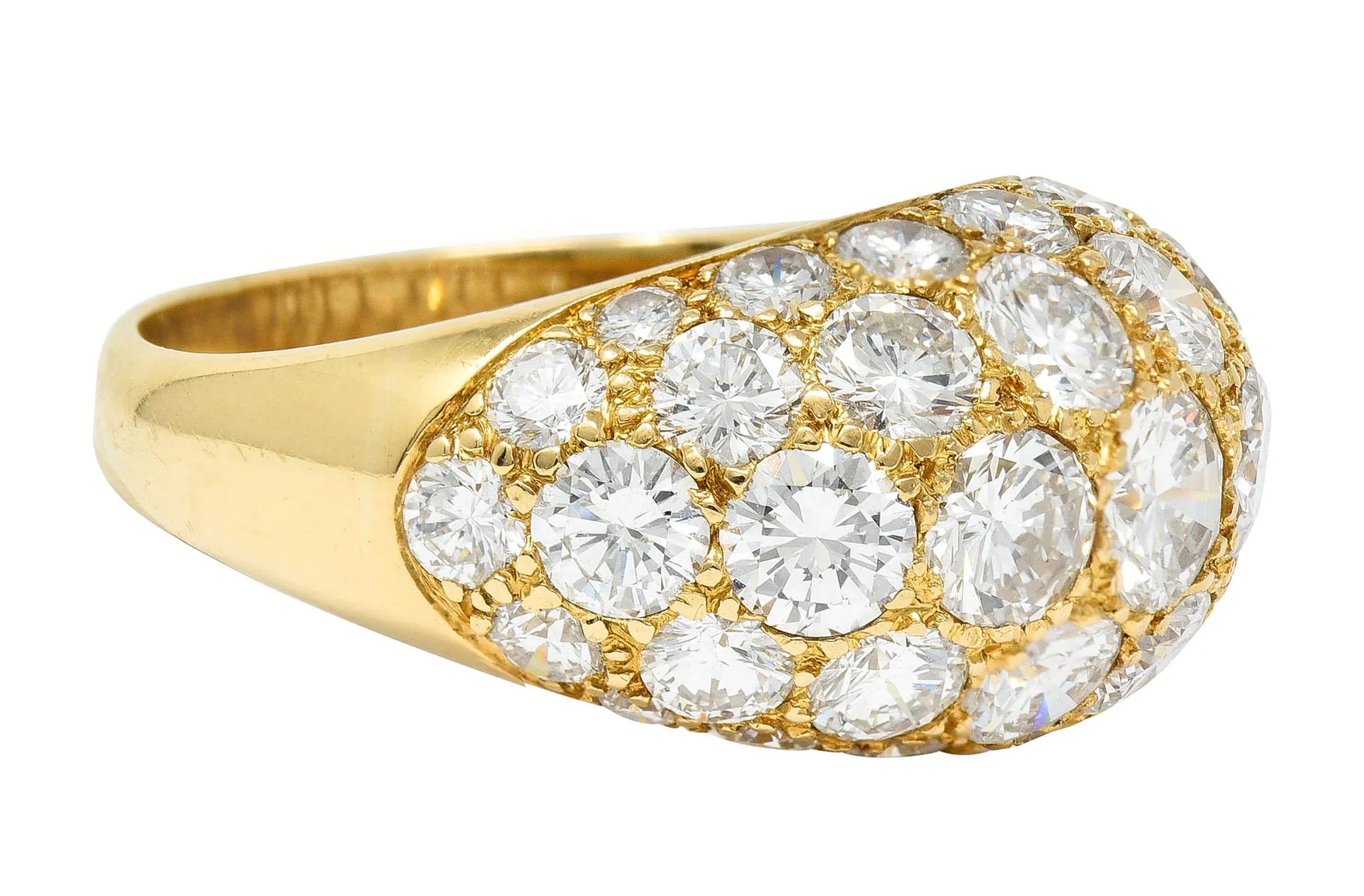 Oscar Heyman 7.50 CTW Pave Diamond 18 Karat Gold Bombe Band Ring