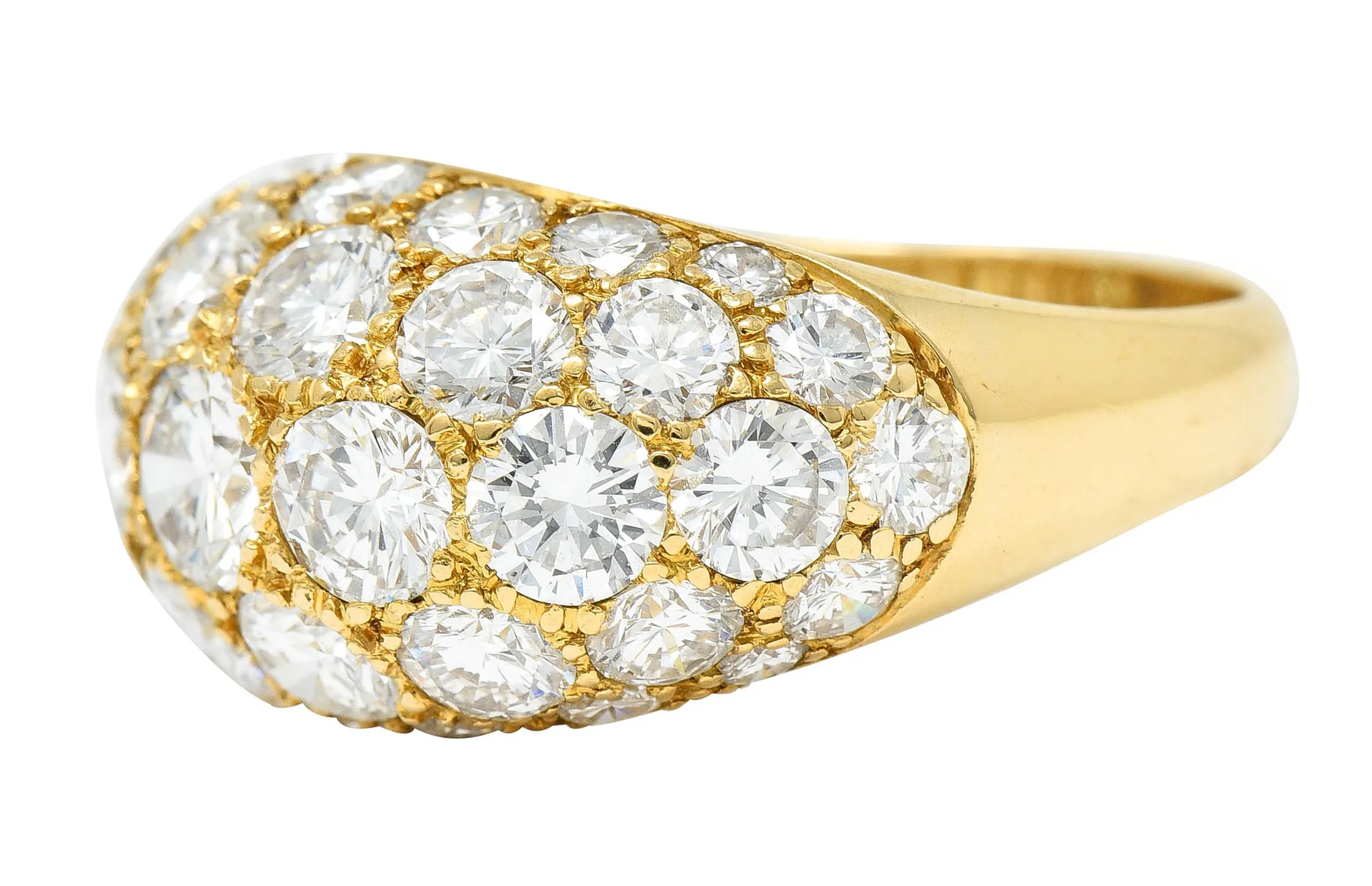 Oscar Heyman 7.50 CTW Pave Diamond 18 Karat Gold Bombe Band Ring