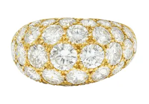 Oscar Heyman 7.50 CTW Pave Diamond 18 Karat Gold Bombe Band Ring