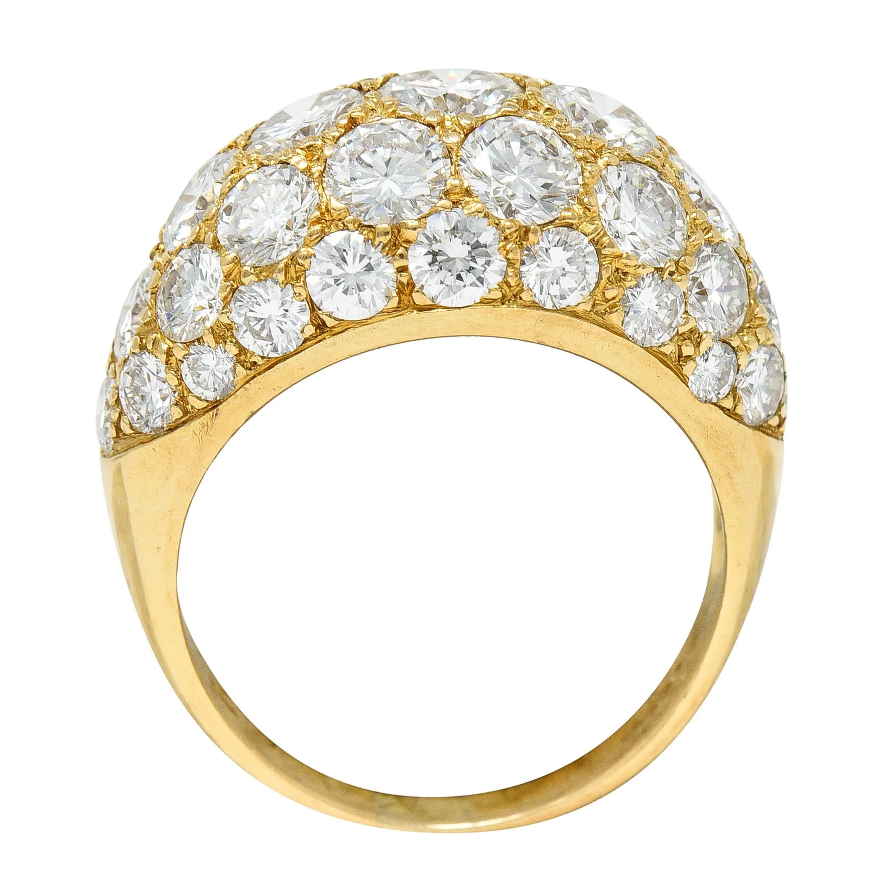 Oscar Heyman 7.50 CTW Pave Diamond 18 Karat Gold Bombe Band Ring