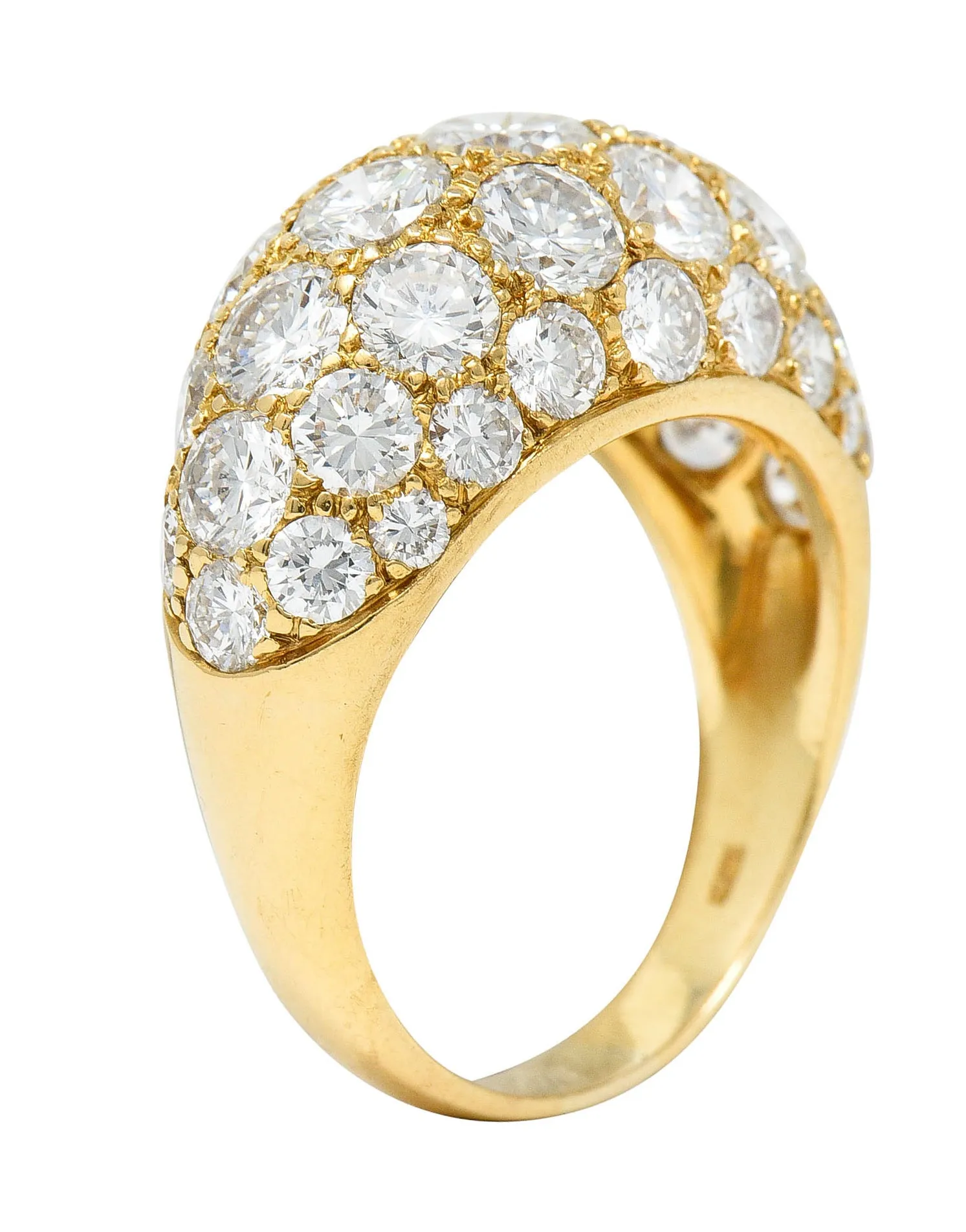 Oscar Heyman 7.50 CTW Pave Diamond 18 Karat Gold Bombe Band Ring