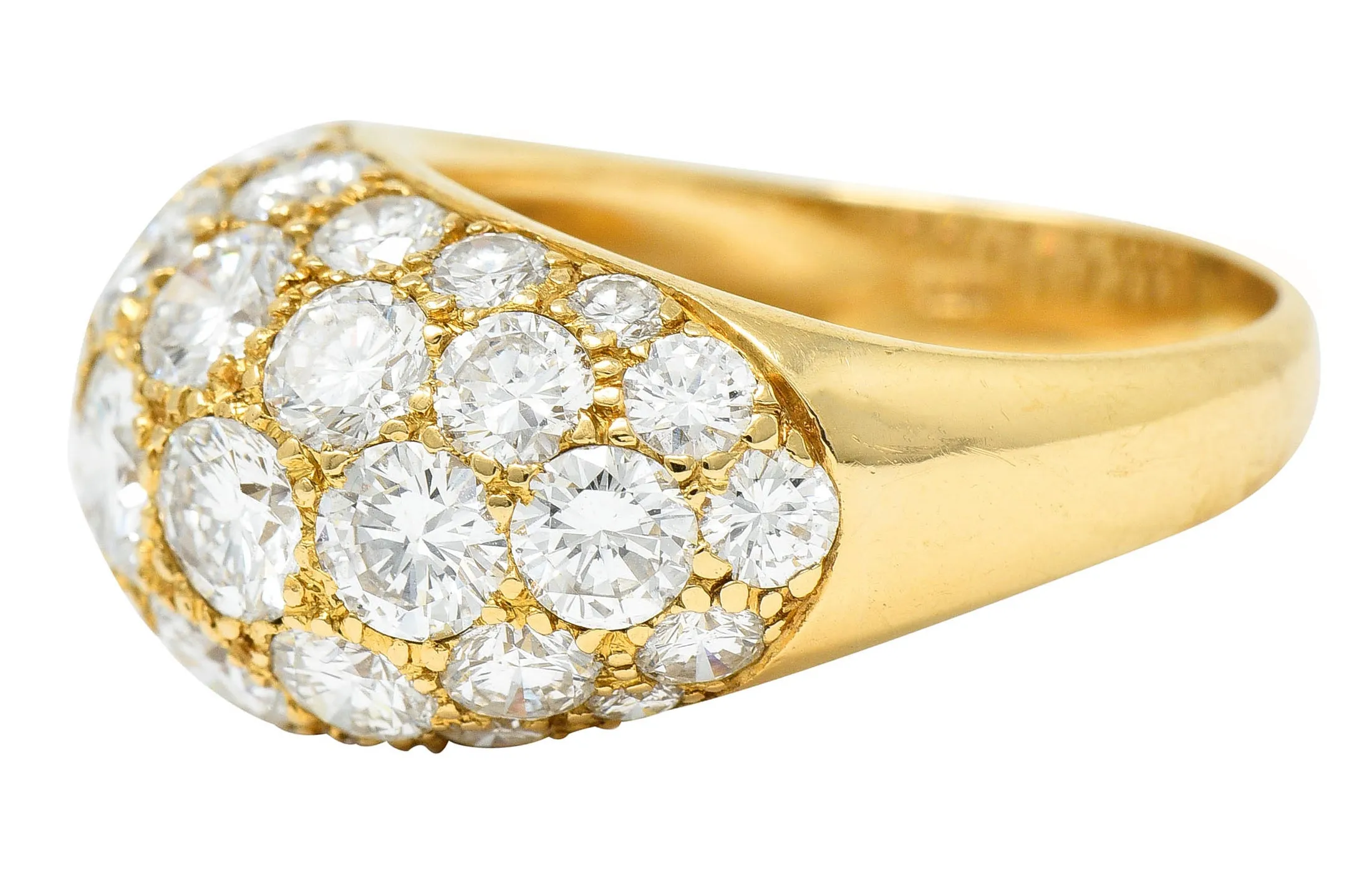 Oscar Heyman 7.50 CTW Pave Diamond 18 Karat Gold Bombe Band Ring