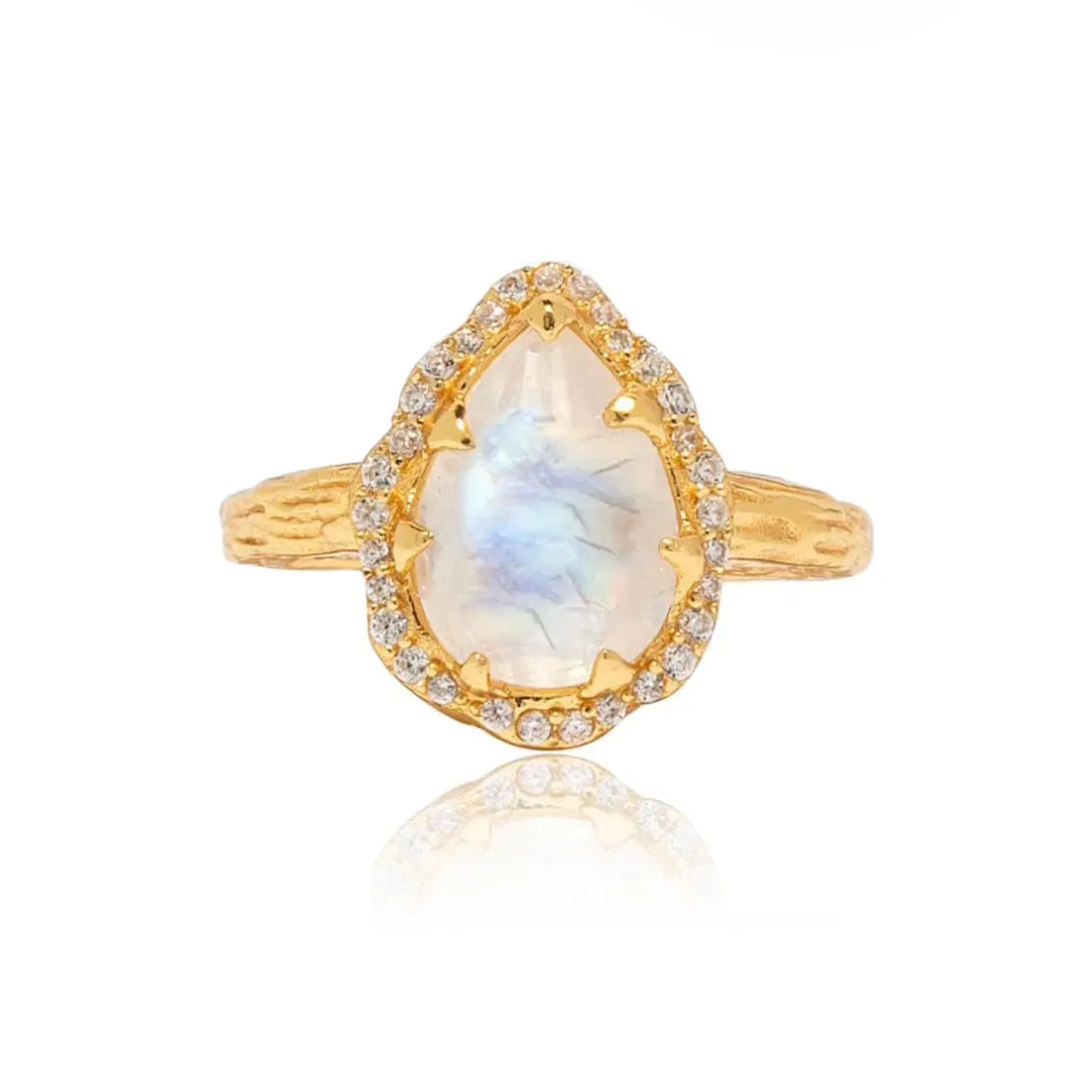Pacific Moonstone Ring - Full Pavé