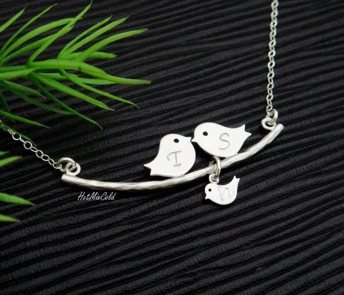 Parents and Baby Bird Necklace