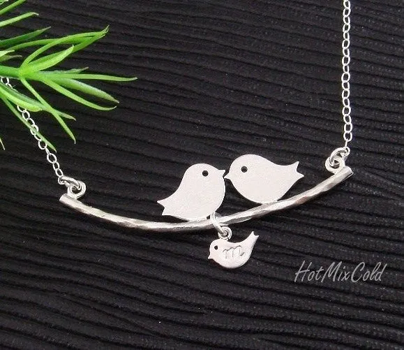 Parents and Baby Bird Necklace