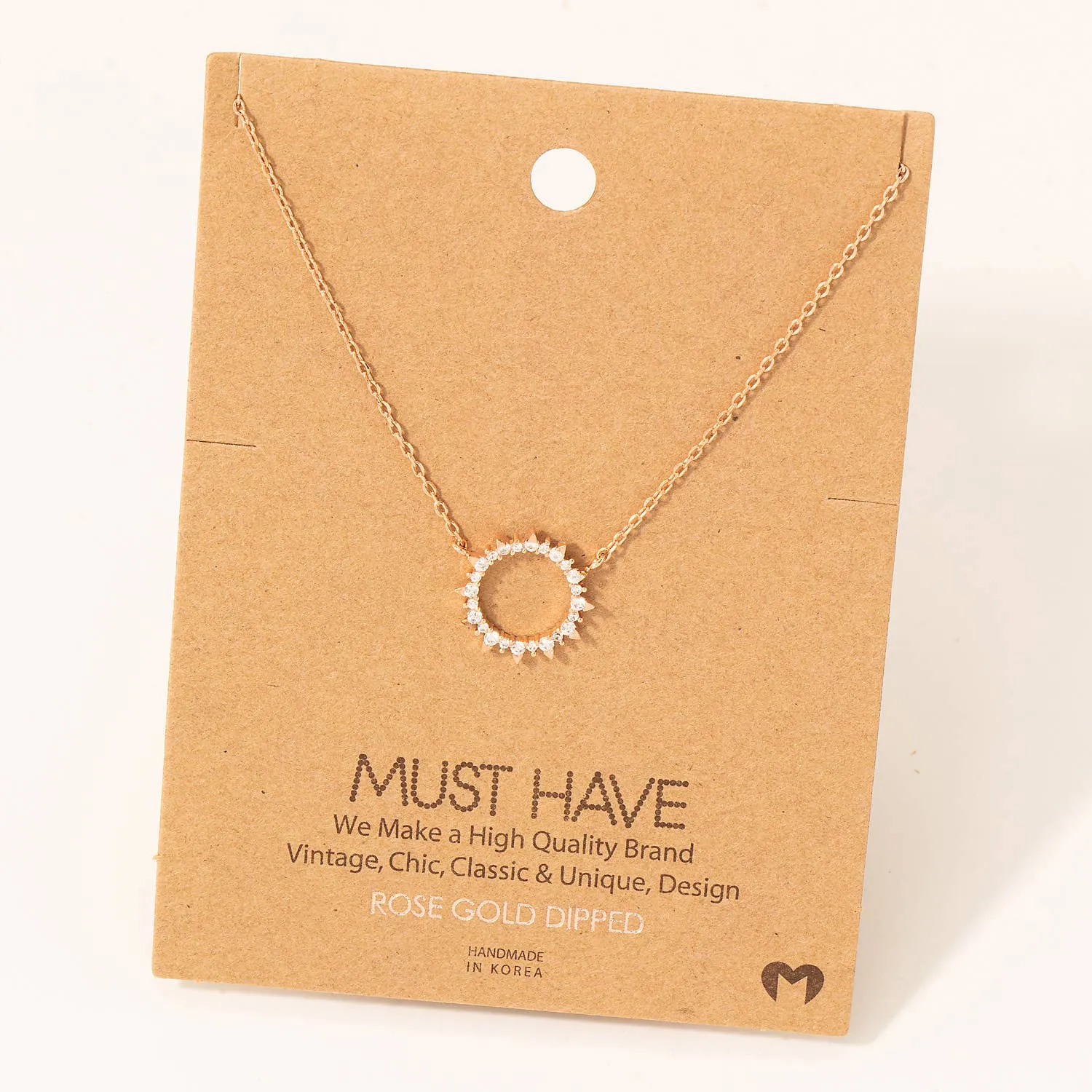 Pave Circle Sun Pendant Necklace: S