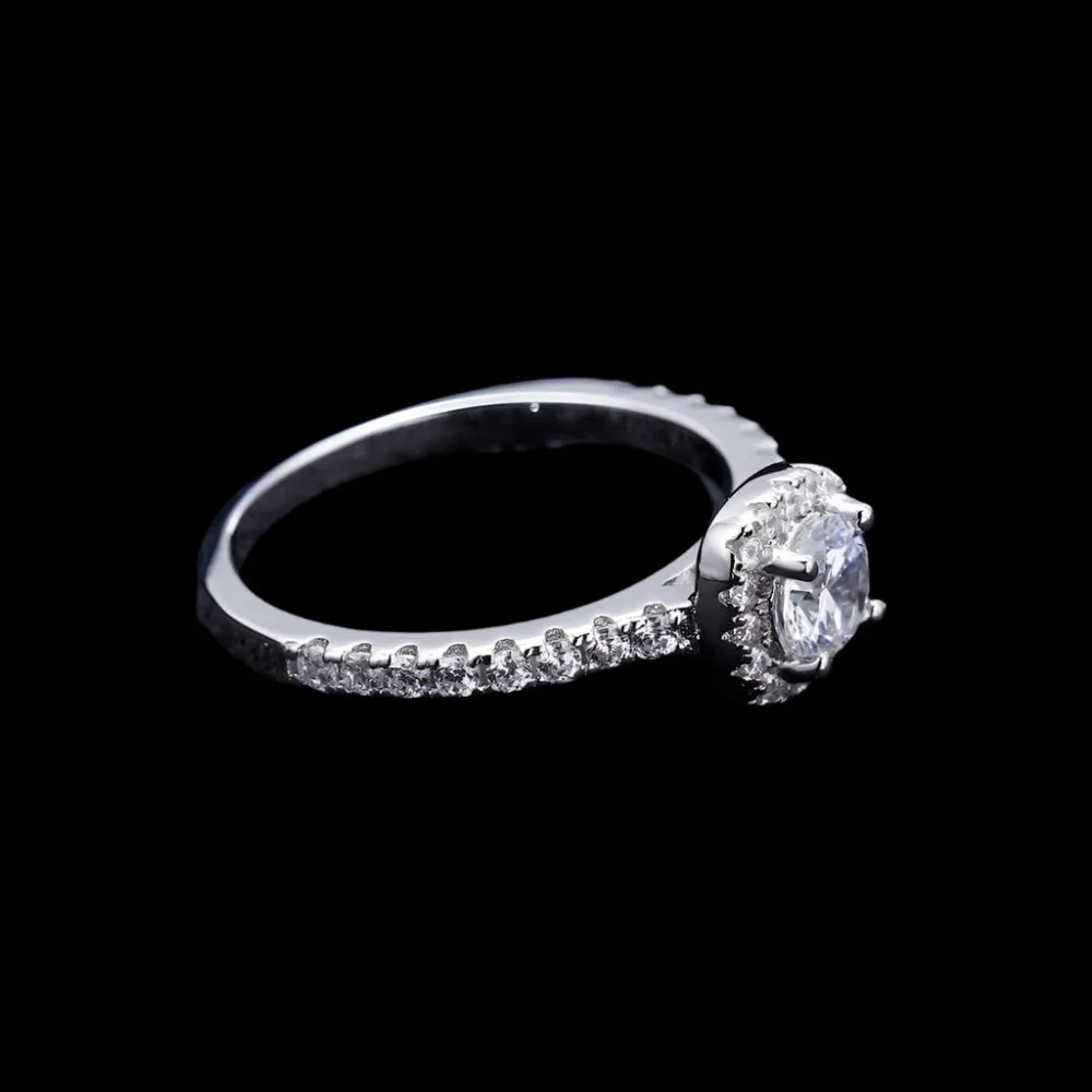 Pave Diamond Halo Engagement Ring