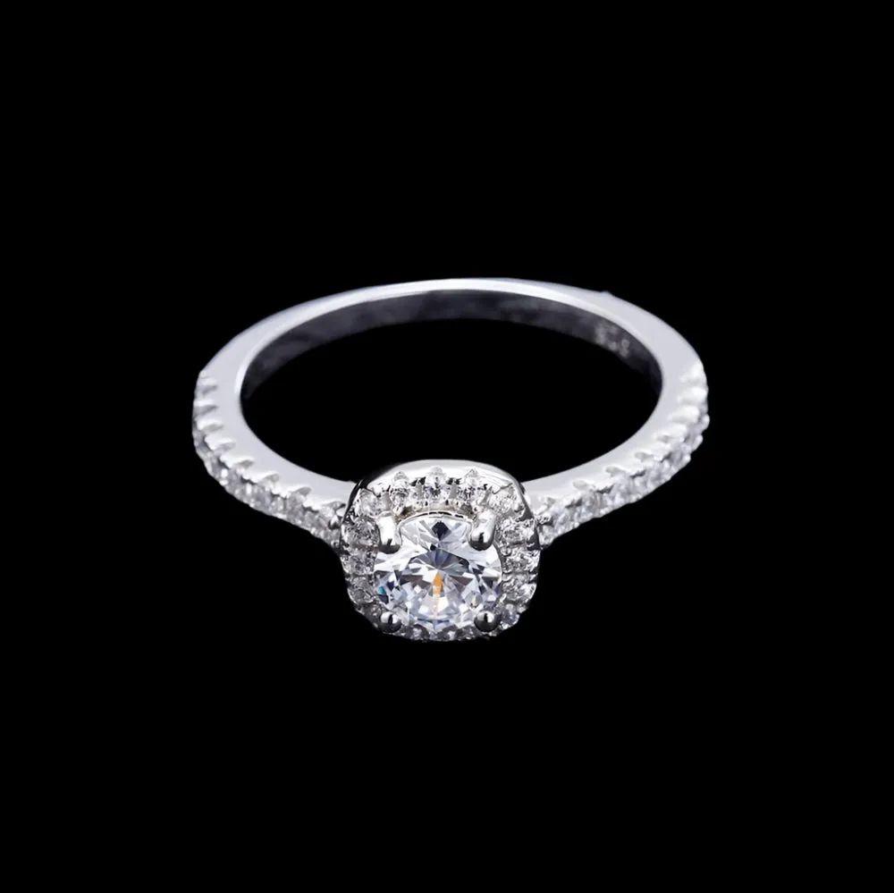 Pave Diamond Halo Engagement Ring