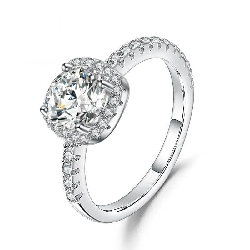 Pave Diamond Halo Engagement Ring