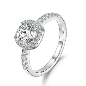 Pave Diamond Halo Engagement Ring