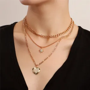 Pearl & Cubic Zirconia Star Heart Pendant Necklace - Set Of Three