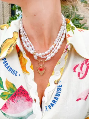 Pearl Bead Heart Layer Necklace