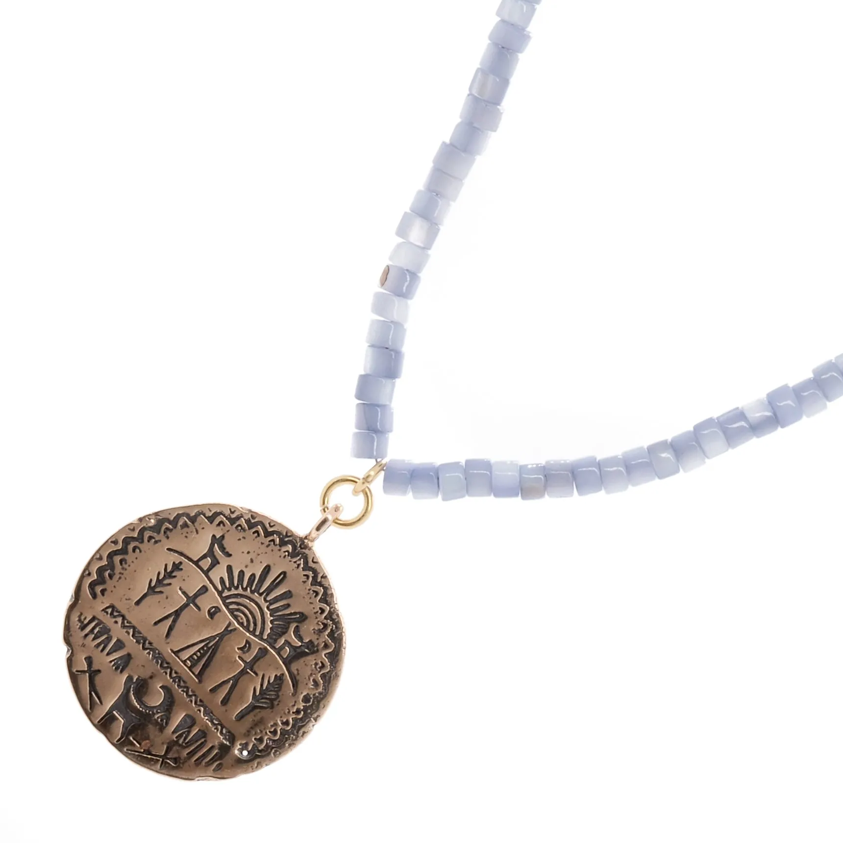Pearl Shaman Symbols Beaded Choker Necklace