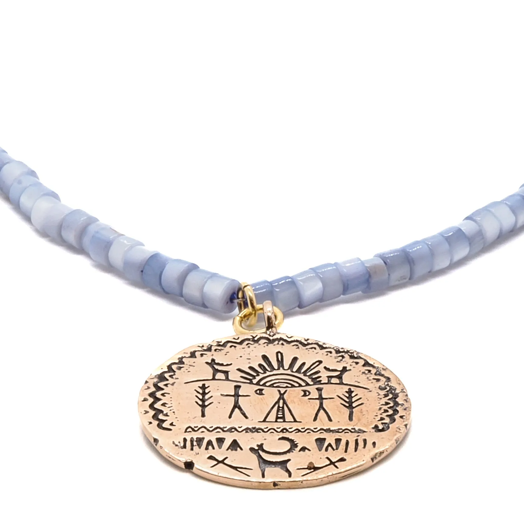 Pearl Shaman Symbols Beaded Choker Necklace