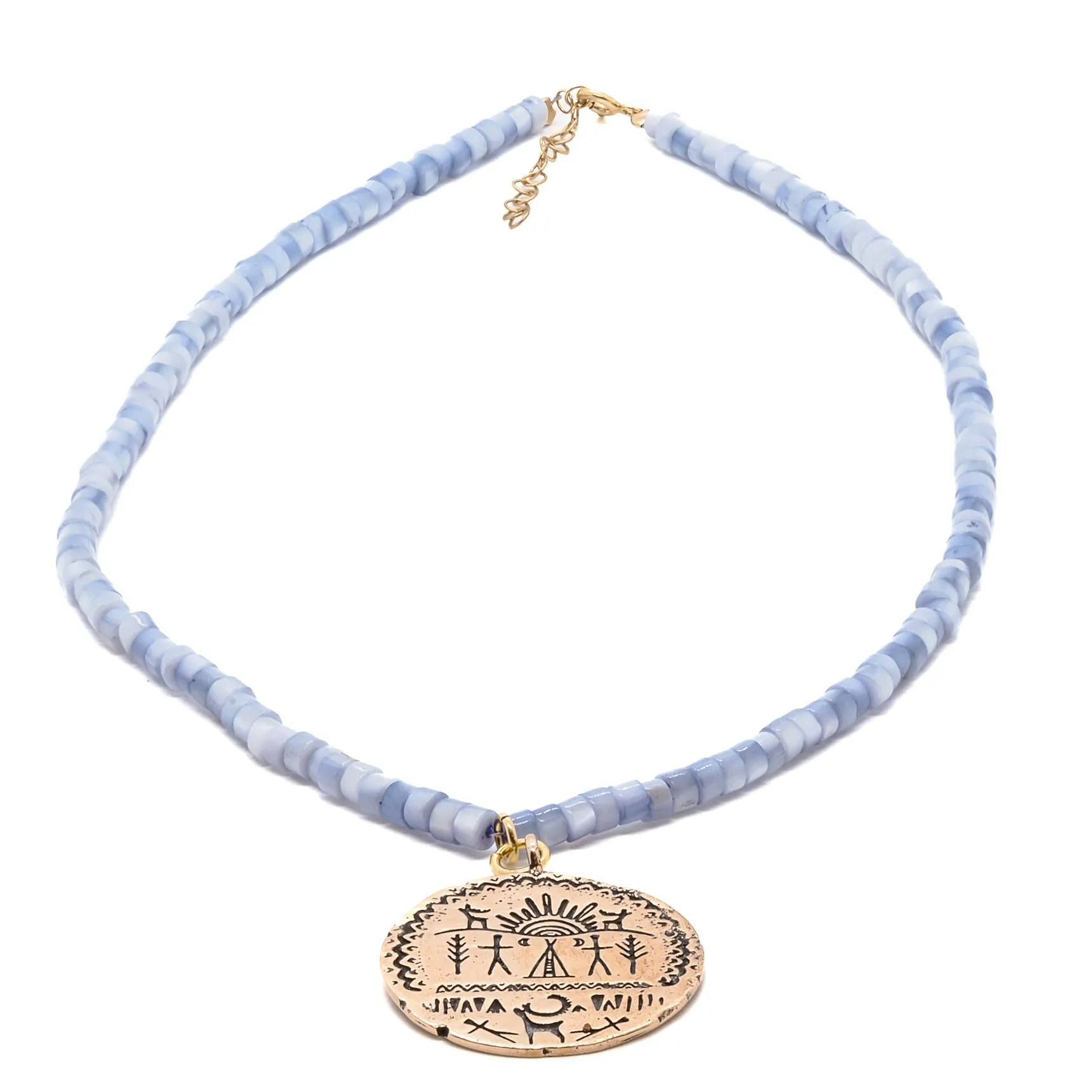 Pearl Shaman Symbols Beaded Choker Necklace
