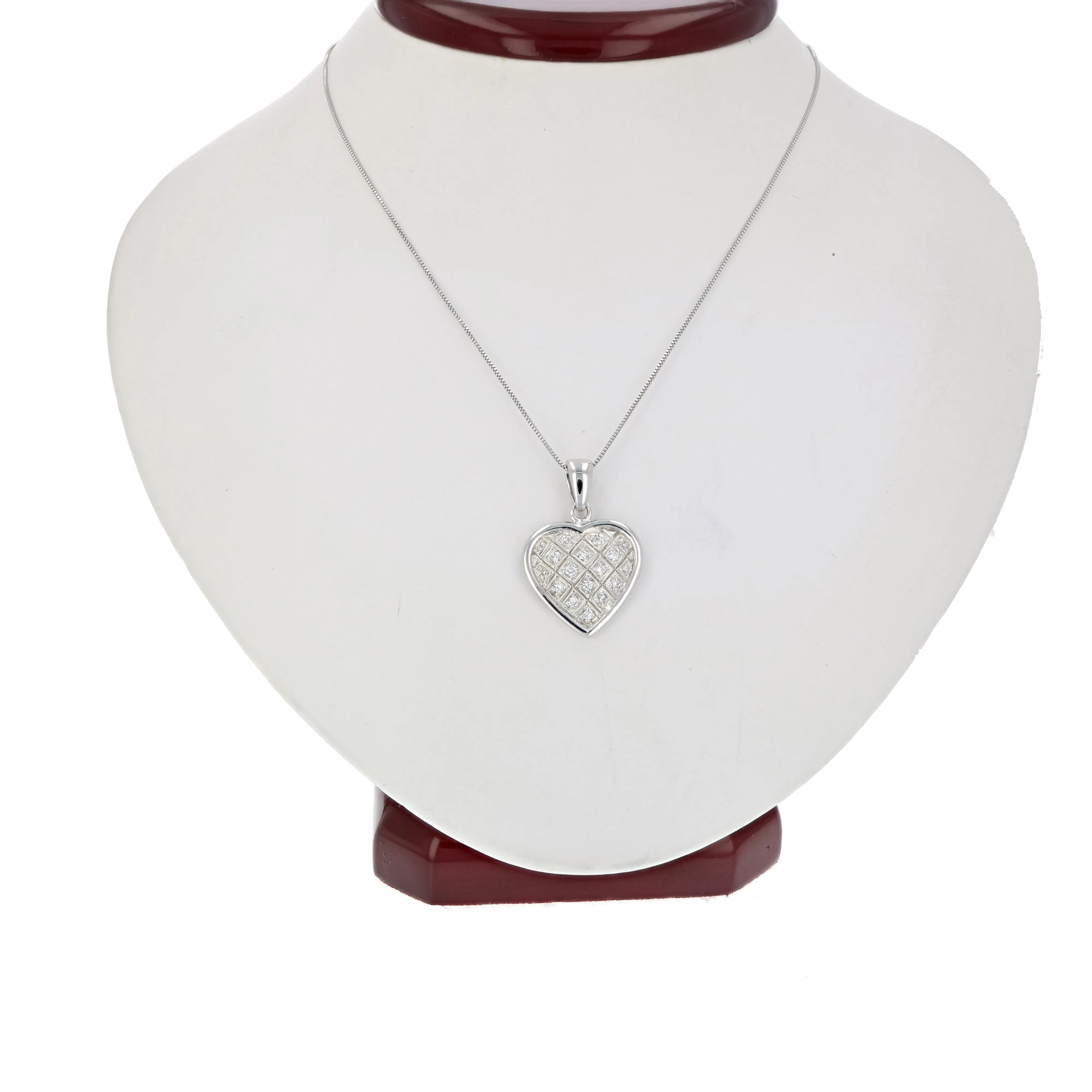 Pendant Necklace, CZ Heart Pendant Necklace for Women in .925 Sterling Silver with 18 Inch Chain