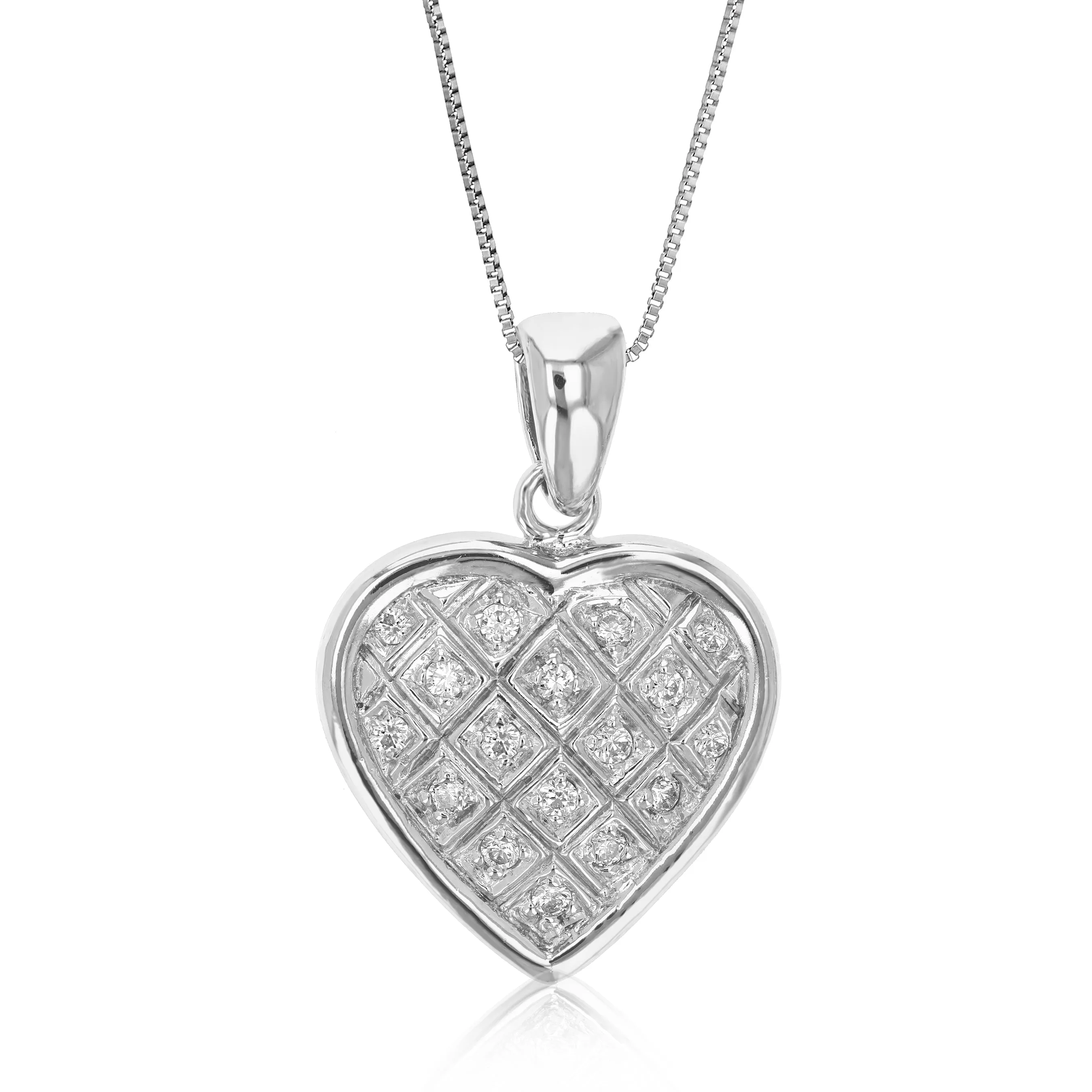 Pendant Necklace, CZ Heart Pendant Necklace for Women in .925 Sterling Silver with 18 Inch Chain