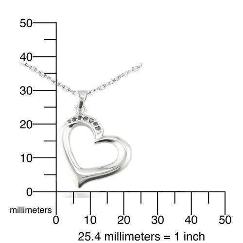 Pendant Necklace, Heart Shape CZ Pendant Necklace for Women in .925 Sterling Silver with 18 Inch Chain