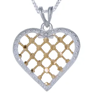 Pendant Necklace, Yellow Gold Plated Silver Heart Pendant Necklace for Women in .925 Sterling Silver with 18 Inch Chain