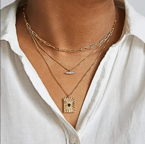 Pershing Square Pave Line Necklace