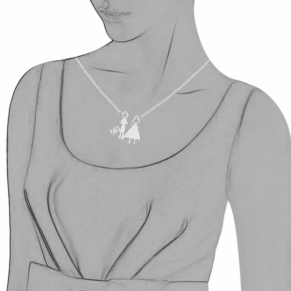 Personalized 925 Sterling Silver Family Drawing Necklace, Hand Drawn Family Love Pendant, Perfect Jewelry Gift for Women
