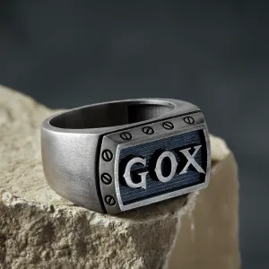 Personalized Men's Signet Ring Heavy Solid Silver Band with Initials