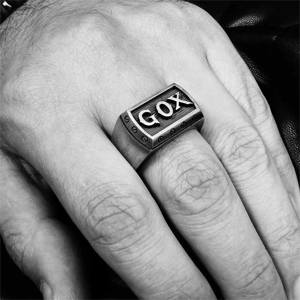 Personalized Men's Signet Ring Heavy Solid Silver Band with Initials