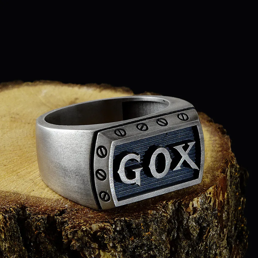 Personalized Men's Signet Ring Heavy Solid Silver Band with Initials
