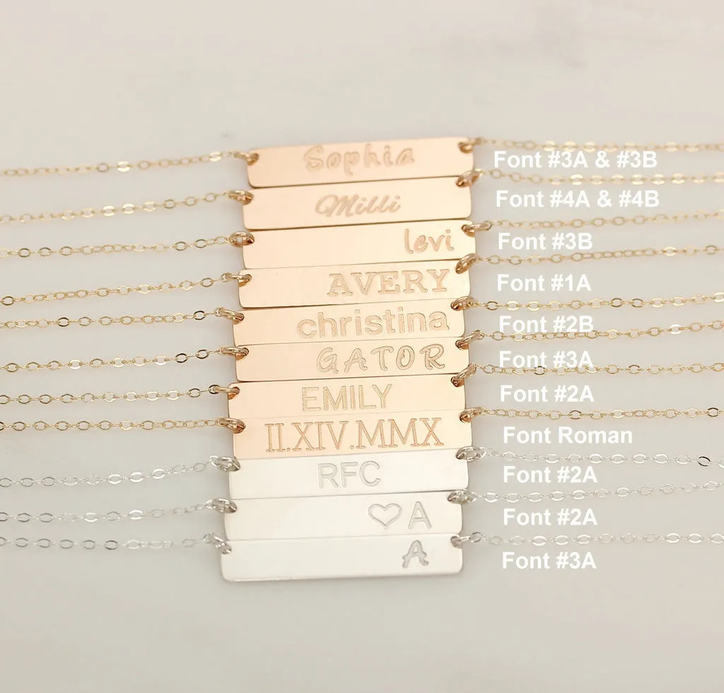 Personalized Name Bar Necklace, 1.25" Bar