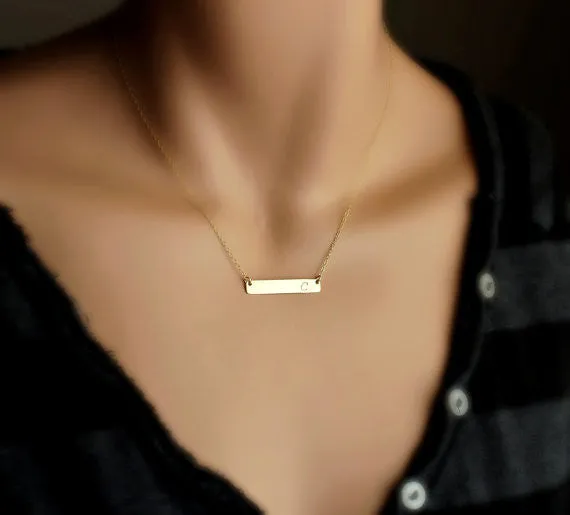 Personalized Name Bar Necklace, 1.25" Bar