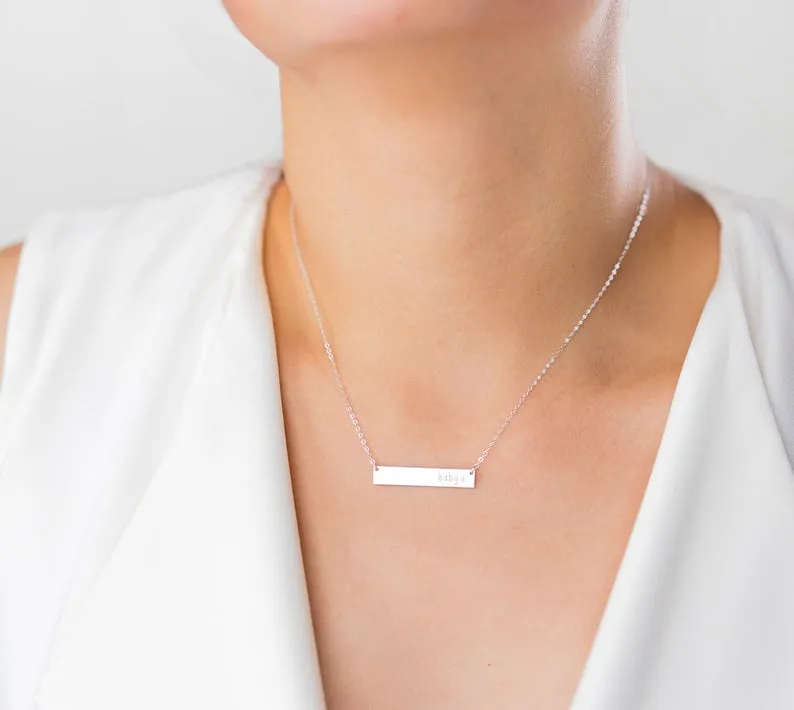 Personalized Name Bar Necklace, 1.25" Bar