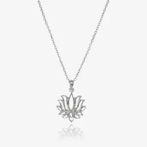 Petite Lotus Pendant in Silver