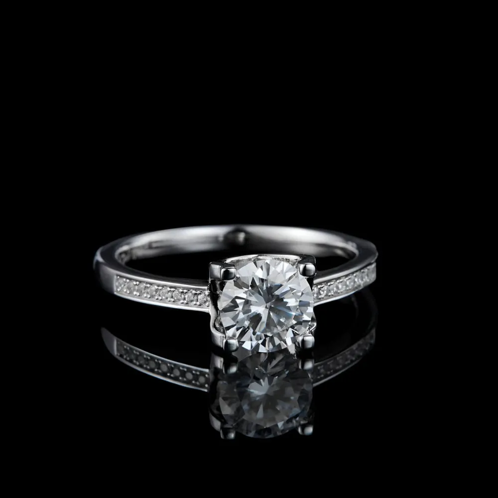 Petite Milgrain Engagement Ring With Diamonds