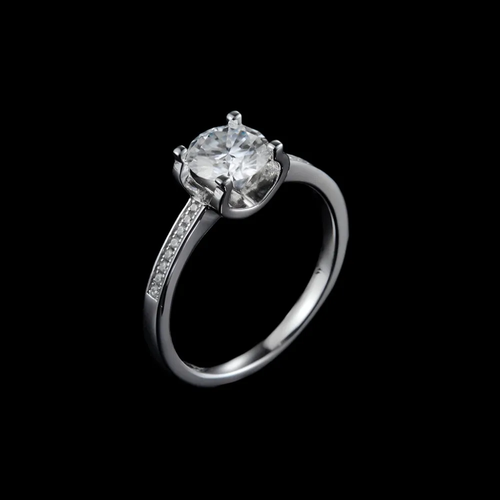 Petite Milgrain Engagement Ring With Diamonds