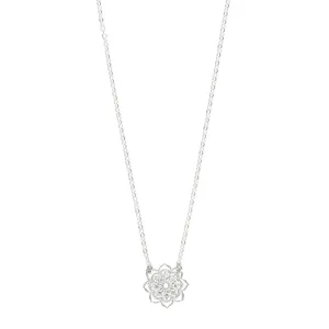 Petite Open Heart Mandala Necklace in Silver