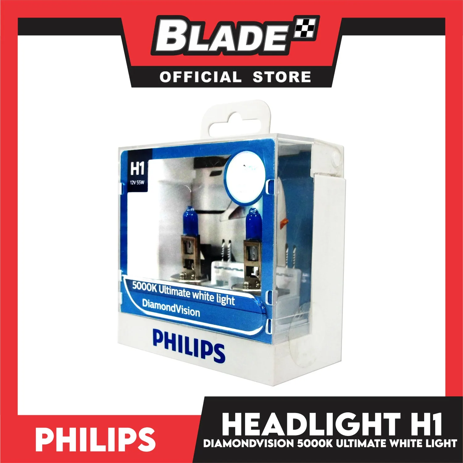 Philips Diamond Vision Headlight 12258DVS2 H1 12V 55W 5000K (Pair)