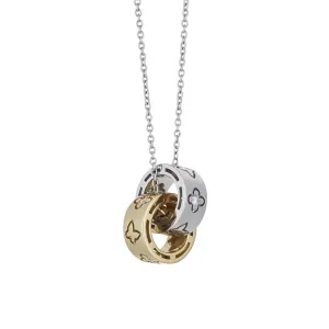 Piero Milano Two-Tone and Diamond Double Circle Necklace
