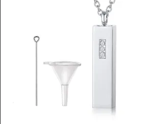 Pillar Cremation Necklace with Inset Crystals