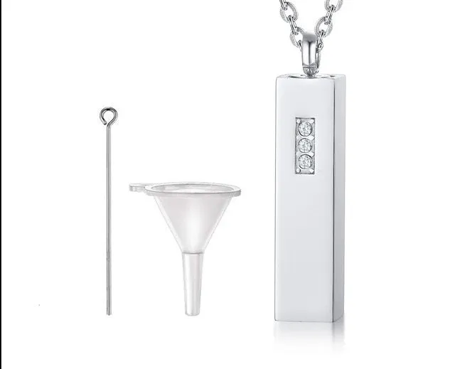 Pillar Cremation Necklace with Inset Crystals
