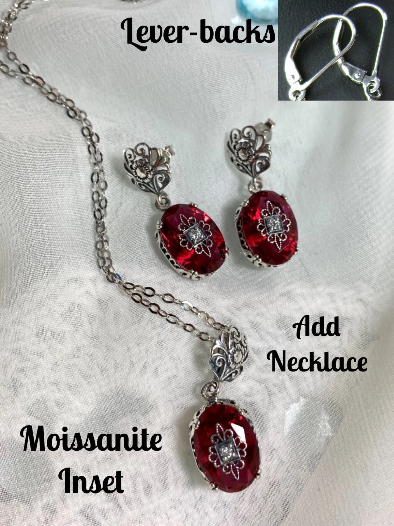 Pink Earrings, Optional Necklace, Sterling Silver Embellishment, Vintage Edwardian Jewelry #E70e