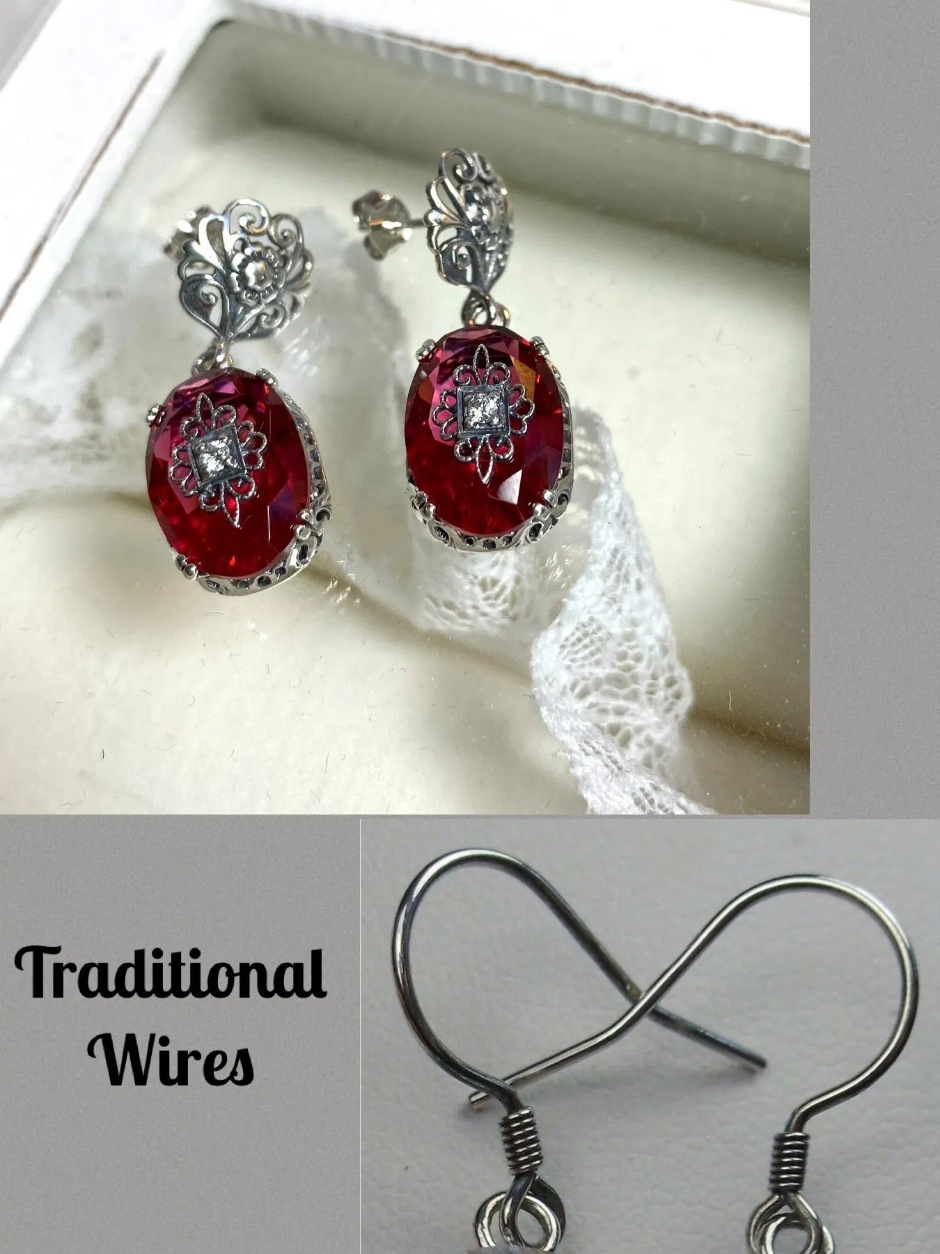 Pink Earrings, Optional Necklace, Sterling Silver Embellishment, Vintage Edwardian Jewelry #E70e