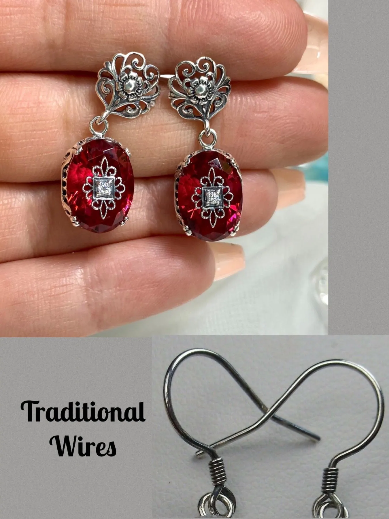 Pink Earrings, Optional Necklace, Sterling Silver Embellishment, Vintage Edwardian Jewelry #E70e