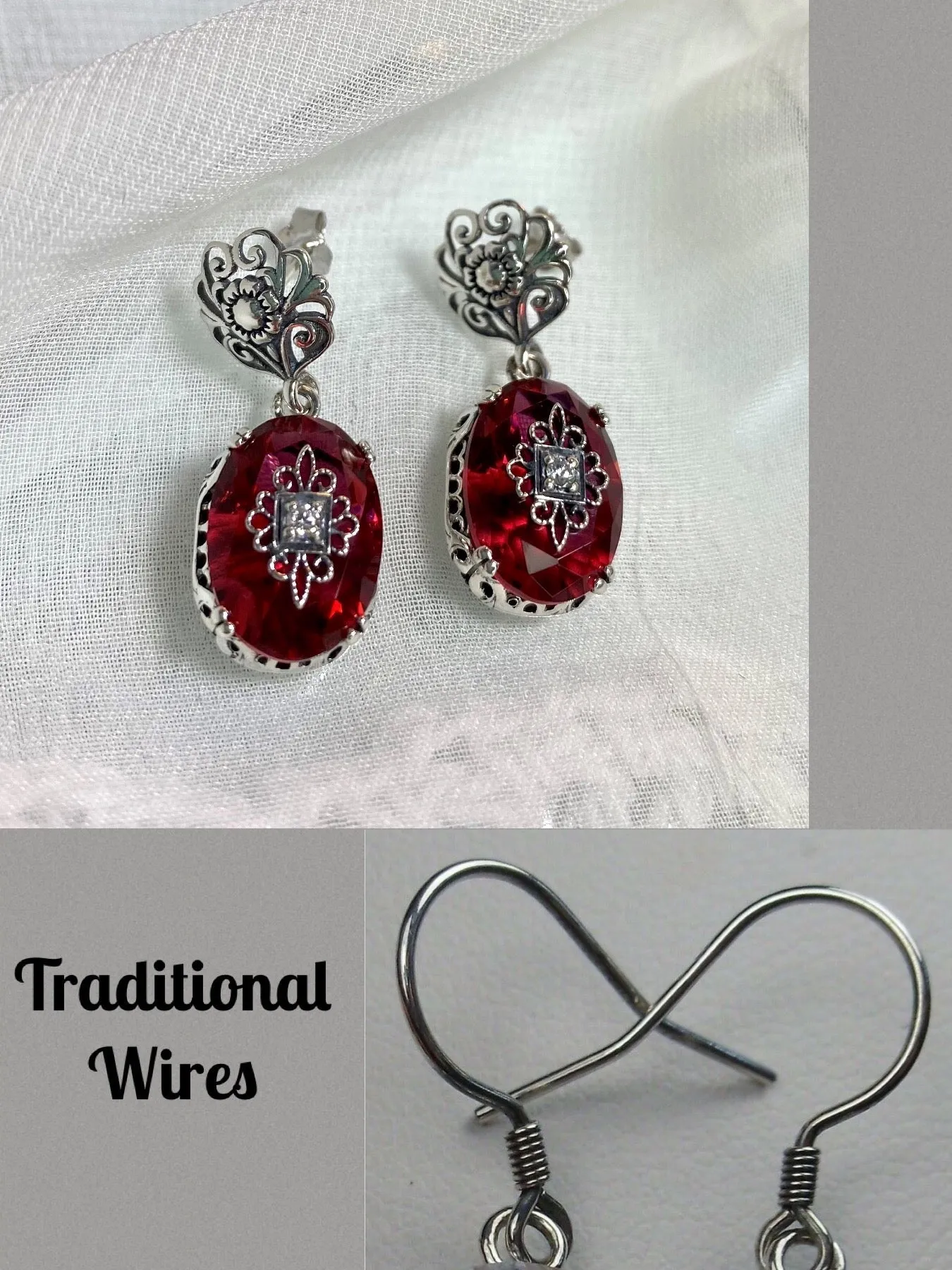 Pink Earrings, Optional Necklace, Sterling Silver Embellishment, Vintage Edwardian Jewelry #E70e