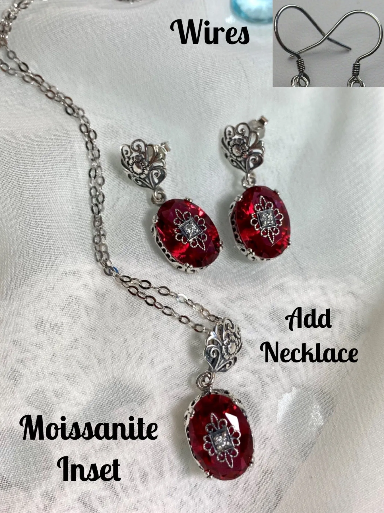 Pink Earrings, Optional Necklace, Sterling Silver Embellishment, Vintage Edwardian Jewelry #E70e